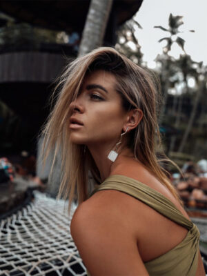 Its for Model photography of milmore gonji earrings from gonji