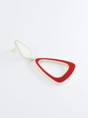 Minimal and bold handcrafted fashion jewelry made from 925 Sterling Silver with geometric chunky red colour
