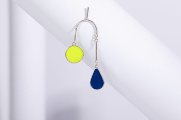 Minimal and bold handcrafted fashion jewelry made from 925 Sterling Silver with geometric chunky colorful shapes