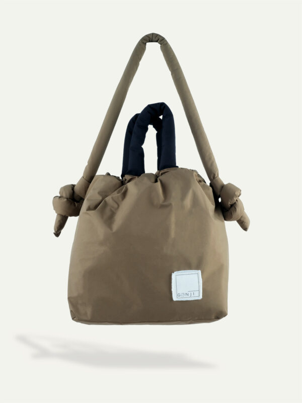 Gonji gumby puffer bags in olive and black